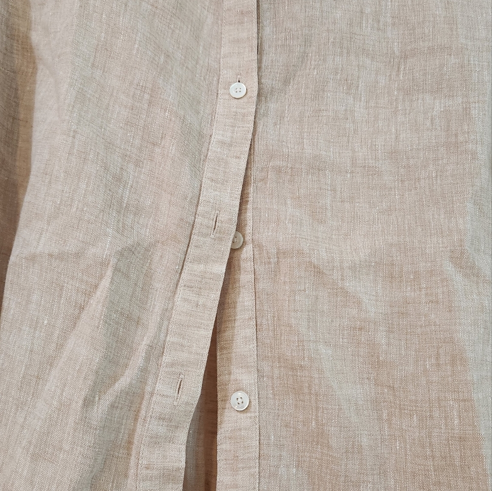 J.McLaughlin tan/white striped, large, Britt Linen Shirt - Picture 10 of 11